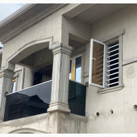 Balcony Handrail Decorated With Black Glass 10mm Thickness