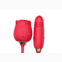 Rose Toy Clit Sucker With Thrusting Bullet Vibrator Toys