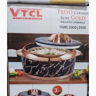 3 Pcs Rose Gold Insulated Casserole