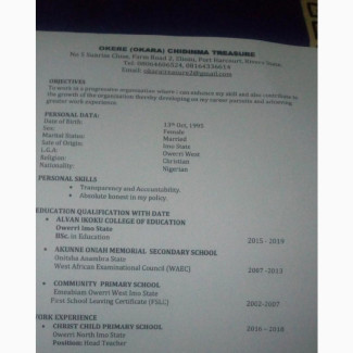 Experienced Teacher Seeking Full-Time Job
