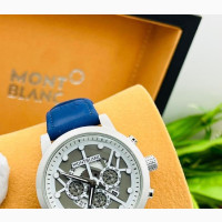 Mont Blanc Blue Leather Wristwatch