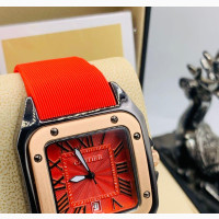 Cartier Red Rubber Strap Wristwatch