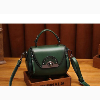 Solid Leather Midi Handbag