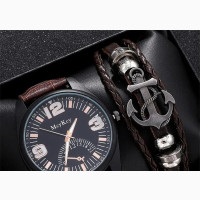 Leather Wrist Watch With Bracelet