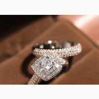 Diamond Sterling Silver Female Wedding Rings