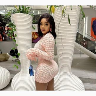 Sexy Celebrity Bubble Plaid Long Sleeve Lace Up Mini Dress