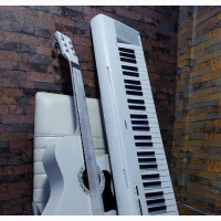 AJC 38 White Acoustic Guitar + Piagerro NP12 USB D.Piano