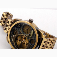 Oulm Men#039;s Classic Retro Dual Time Zone Steel Wristwatch