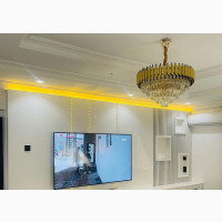 12ft Modern Unique TV Console with LED Lights - Home Interiors