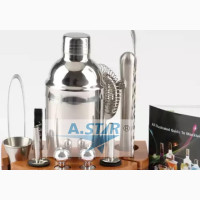 Bar Cocktail Set With Bamboo Stand