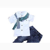 3pcs Boy Jeans and Top Wears With Muffler (Complete Set)