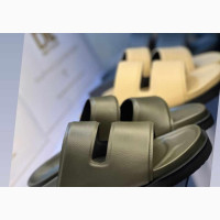 Faux Leather Double Strap Slides