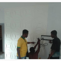 Installation Of Wallpaper, 3d Wallpanel, Painting, Screeding