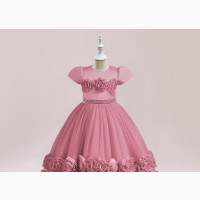 Girls#039; Beautiful Pink Silk Gown