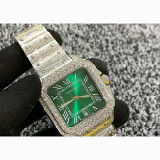 Original SANTOS DE CARTIER Crested Body With Iced Stones