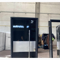 8ft by 4ft Single Leaf Pivot Door - Black and White Design