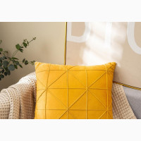 Geometric Match Solid Colour Yellow Blue Grey Throw Pillow