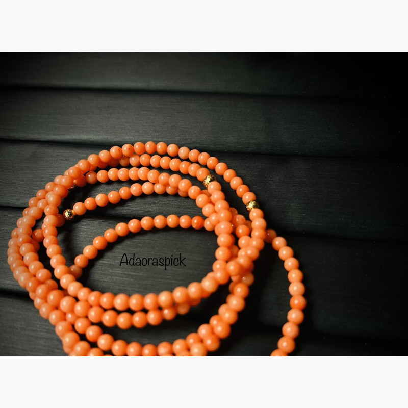 Фото 1/1. Stylish 4mm Handmade Coral Bracelet with Gold Finish - Unisex
