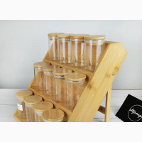 12pcs/lot Wood Lid Glass Kitchen Storage Jars