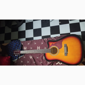 Univox Acoustic Guitar with Case and Strap