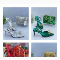 A Set of Strapped Bertini Half Shoe and Studded Bag