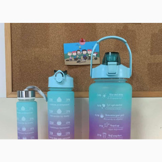 3 in 1 Motivational Water Bottles With Straw (2L +1L +500ml)