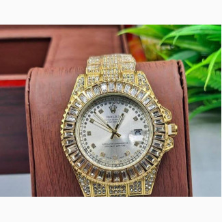 Stylish Rolex Iced Unisex Wristwatch