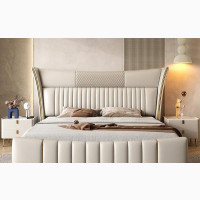 Quality 6x6 Padded Leather Bedframe With 2 Side Drawers