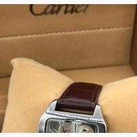 Transparent Engine Cartier Leather Wristwatch