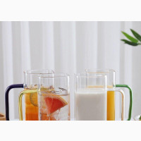 Cute Glass Cup With Bamboo Lid and Reusable Glass Straw