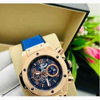 Hublot Men Leather Wrist Watch