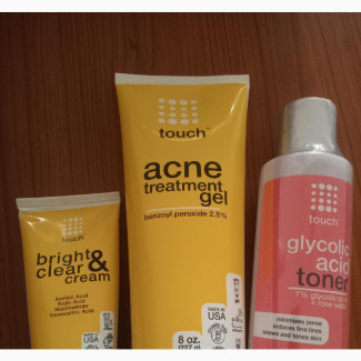 Touch Acne Treatment Gel, Bright Clear Cream, Toner Combo