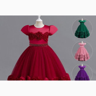 Elegant Girls Summer Embroidered Bow Dress - High Quality Princess Gown