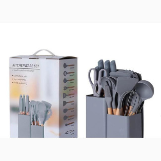Bucket Wooden Handle Silicone Kitchenware Set