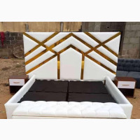 Quality High Back Wooden Padded Bed Frame With Drawers