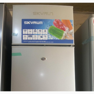 Skyrun Double Door Refrigerator - Brand New, Gray Color, Top Freezer, 2 Shelves