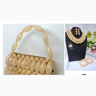 Traditional 3 - 1 Bridal Necklace and a Crytal Golden Purse