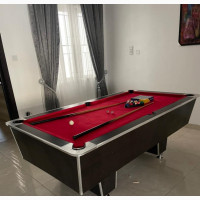 Red Felt Snooker Table With Accessories