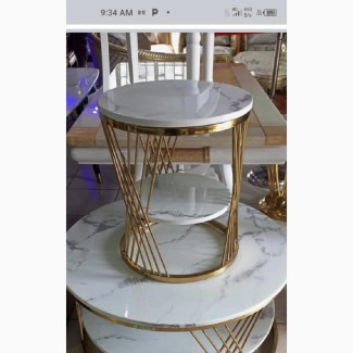 Exotic Marble Top Center Table and Sidestool