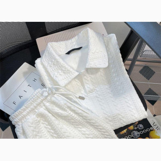 Tennis Design Niche Waffle Suit Polo Shirt and Short Sets