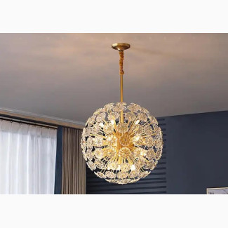 Copper Round Dandelion Crystal Ceiling Chandeliers - Home Interiors