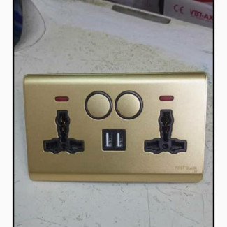 Vico Soft Touch Double Socket - High Quality UK Gold Colour
