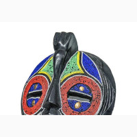Round African Mask With Beads