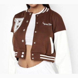Beyond the Range Female Crop Varsity Jacket