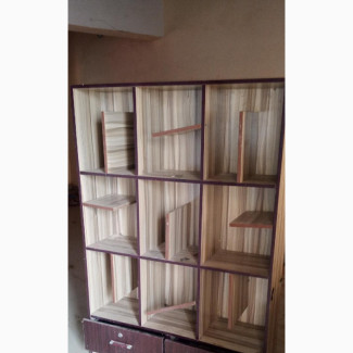 Wine Red Bookshelf With Drawer - Home Interiors