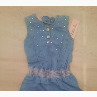 Little Lass Baby Girls#039; 1 Pc Rhinestone Romper- Blue