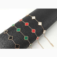Stylish 4-Leaves Clover Steel Bracelet for Unisex