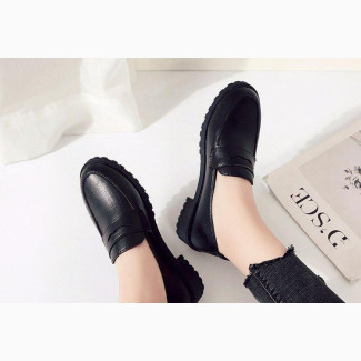 Black Loafers School Shoes for Girls, Size 36 Only