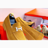 Hermes Classic Brown Leather Shoes - Brand New