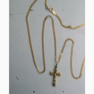 ITALY 750 Tested Gold Basket Design Wit Crucifix Pendant